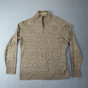 Smartwool Sweater Men Med Brown Tan Merino Wool Blend 1/4 Quarter Zip Pullover